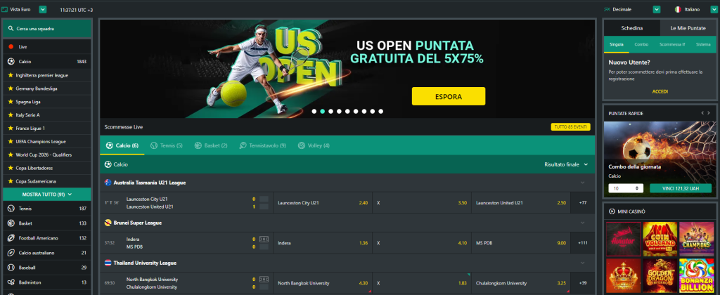 1Bet Sezione scommesse